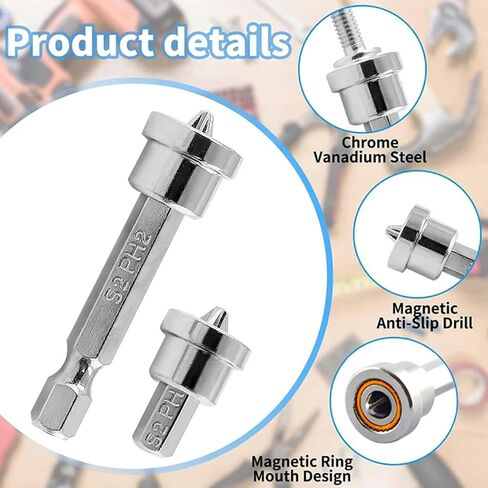 5pcs Set Premium Magnetic Drywall Screw Setter - PH2 Bits for Plasterboard - Hex Shank Positioning Bit - Easy Drywall Installation - Drill Accessory (5pcs 2'') in Saudi Arabia