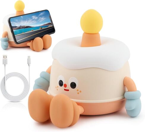 Night Light for Kids,Cute Birthday Cake Night Lights,Rechargeable Silicone Nursery Lamp,3 Levels of Brightness Adjustable,Timer,Tap Control,Lamp for Christmas Birthday Party Gift(Cake) in Saudi Arabia