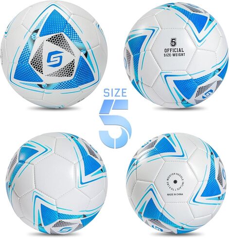 كرة قدم مقاس 5 من جلد البولي يوريثان، كرات كرة قدم من جلد البولي يوريثان، للبالغين من الشباب والمراهقين من الجنسين للصغار، تدريب كرة القدم 32 لوحة مخيطة آليًا، هدية مثالية للعب في الأماكن المغلقة والمفتوحة، كرة بنمط نجمة متقاطعة مع مضخة وإبر... in Kuwait