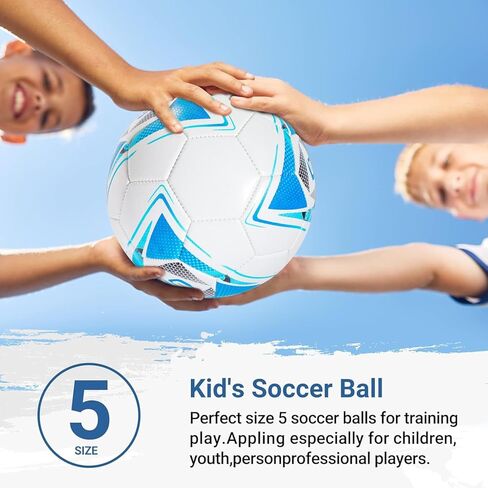 كرة قدم مقاس 5 من جلد البولي يوريثان، كرات كرة قدم من جلد البولي يوريثان، للبالغين من الشباب والمراهقين من الجنسين للصغار، تدريب كرة القدم 32 لوحة مخيطة آليًا، هدية مثالية للعب في الأماكن المغلقة والمفتوحة، كرة بنمط نجمة متقاطعة مع مضخة وإبر... in Kuwait