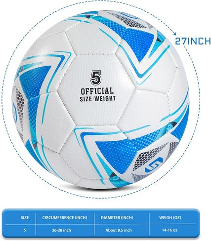 كرة قدم مقاس 5 من جلد البولي يوريثان، كرات كرة قدم من جلد البولي يوريثان، للبالغين من الشباب والمراهقين من الجنسين للصغار، تدريب كرة القدم 32 لوحة مخيطة آليًا، هدية مثالية للعب في الأماكن المغلقة والمفتوحة، كرة بنمط نجمة متقاطعة مع مضخة وإبر... in Kuwait