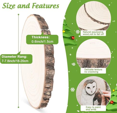 2 Pack Wood Slices for Centerpieces 8-9 inches Nature Unfinished Round Wood Chips for Crafts, Large Wood Slabs for Weddings Centerpieces Decor and DIY Painting Crafts in Kuwait