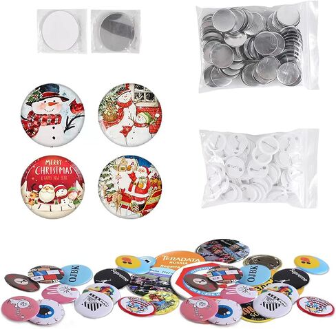 100 Sets 1.25 inch Button Supplies Button Parts for Button Maker Machine, Round Badge Making Supplies, Includes Plastic Button Pin Back Cover, Metal Cover, Clear Film&Blank Paper in Saudi Arabia