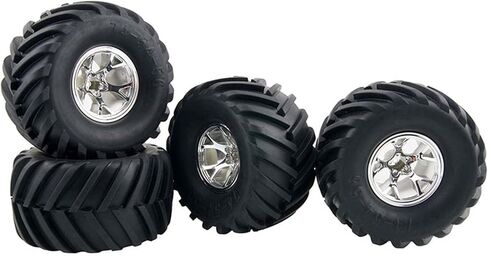مجموعة عجلات بلاستيكية وإطارات شاحنة كبيرة 1/10 لقطع غيار السيارات طراز Traxxas HIMOTO HSP HPI Tamiya Kyosho RC (فضي) in Saudi Arabia