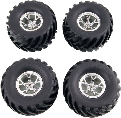 مجموعة عجلات بلاستيكية وإطارات شاحنة كبيرة 1/10 لقطع غيار السيارات طراز Traxxas HIMOTO HSP HPI Tamiya Kyosho RC (فضي) in Saudi Arabia