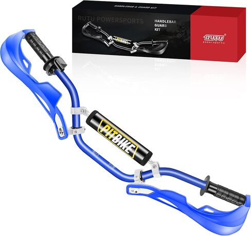 RUTU Universal 7/8" CNC Motrocycle Handlebar & Handguards Kit with Grips-Chest Pad-Throttle Housing Clamp,All-Round Protection of Riding Safety,Fit CRF YZF KXF KLX RMZ DRZ Pit Bike ATV-Blue & Black in Kuwait