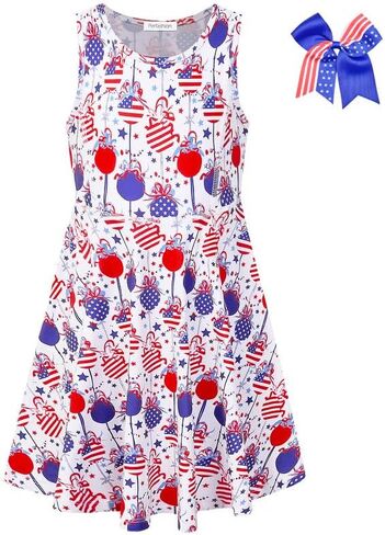 Perfashion Girls' Fourth of July Dresses Casual Sleeveless Patriotic Clothing 4-13 Years in Saudi Arabia