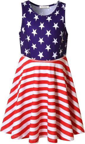 Perfashion Girls' Fourth of July Dresses Casual Sleeveless Patriotic Clothing 4-13 Years in Saudi Arabia