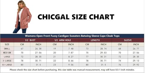 سترة CHICGAL النسائية الغامضة معطف شيربا مفتوح من الأمام وغطاء للرأس مع جيوب برتقالية (وردي، L) in Kuwait