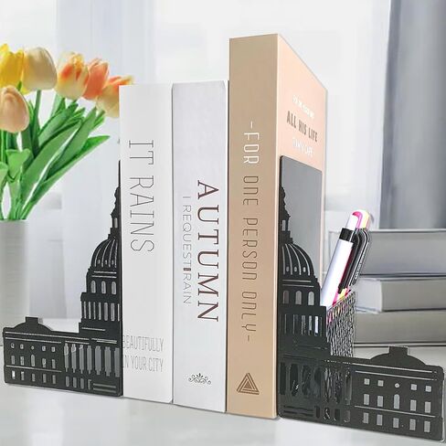 نهايات الكتب المكتبية، نهايات الكتب المعدنية للكتب الثقيلة، حاملات الكتب للأرفف، سدادات الكتب المزخرفة للمقهى، البار، ديكور المنزل، هدايا القارئ (أسود) in Kuwait