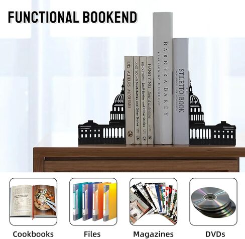 نهايات الكتب المكتبية، نهايات الكتب المعدنية للكتب الثقيلة، حاملات الكتب للأرفف، سدادات الكتب المزخرفة للمقهى، البار، ديكور المنزل، هدايا القارئ (أسود) in Kuwait