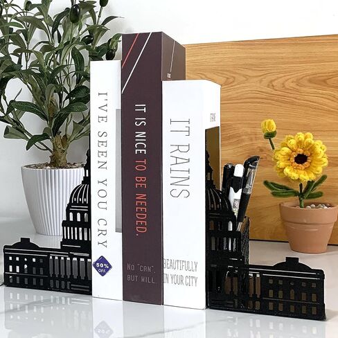 نهايات الكتب المكتبية، نهايات الكتب المعدنية للكتب الثقيلة، حاملات الكتب للأرفف، سدادات الكتب المزخرفة للمقهى، البار، ديكور المنزل، هدايا القارئ (أسود) in Kuwait