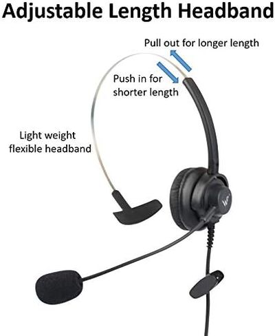 سماعة رأس RJ9 بدون استخدام اليدين في مركز الاتصال مع ميكروفون أحادي وإلغاء الضوضاء + وسائد إضافية لهاتف Avaya Nortel Nt Yealink Ge Emerson Viop POE NEC Mitel Office Desktop IP الهاتف in Kuwait