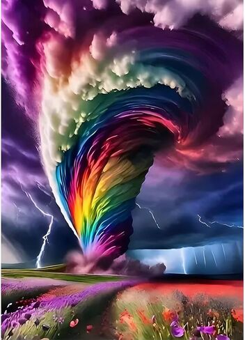 COMBYEO Tornado Diamond Painting Kits for Adults, 5D DIY Fantasy Diamond Art Kits, Full Round Drill Crystal Arts and Crafts, Gem Art Painting Kit for Home Wall Decor(12x16inch) in Saudi Arabia