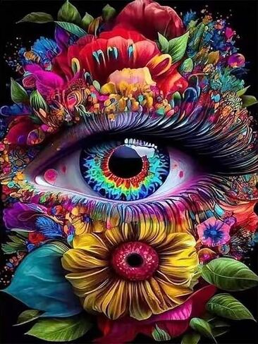 5D Diamond Painting Kits for Adults Beginners,Colorful Eye Flower Diamond Art Kit,DIY Full Round Drill Diamond Dot Gem Art Kits for Adults,Home Wall Decor 11.8x15.7 Inch in Saudi Arabia