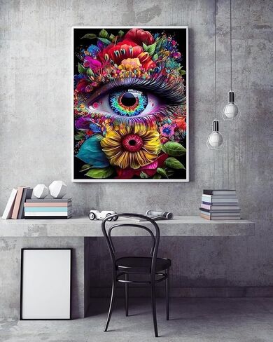 5D Diamond Painting Kits for Adults Beginners,Colorful Eye Flower Diamond Art Kit,DIY Full Round Drill Diamond Dot Gem Art Kits for Adults,Home Wall Decor 11.8x15.7 Inch in Saudi Arabia