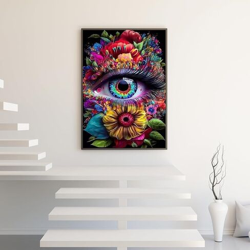 5D Diamond Painting Kits for Adults Beginners,Colorful Eye Flower Diamond Art Kit,DIY Full Round Drill Diamond Dot Gem Art Kits for Adults,Home Wall Decor 11.8x15.7 Inch in Saudi Arabia