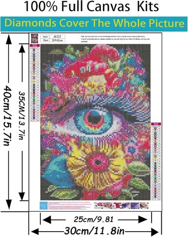 5D Diamond Painting Kits for Adults Beginners,Colorful Eye Flower Diamond Art Kit,DIY Full Round Drill Diamond Dot Gem Art Kits for Adults,Home Wall Decor 11.8x15.7 Inch in Saudi Arabia