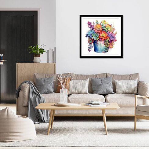 MXJSUA Round Diamond Art Painting Kit,5D Diamond Gem Art Kit Painting for Adults,DIY Diamond Art Painting Gemstone Art Home Wall Decoration,Colorful Succulent,12x12 Inch/30x30cm in Saudi Arabia