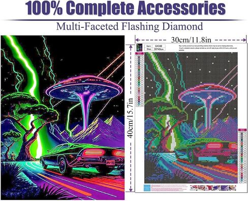 Fuinkqe Diamond Art Kits for Adults,Race Car DIY 5D Round Full Drill Gem Diamond Painting Kits for Crafts Gift Night Lightning Mushroom Cloud,Suitable for Home Wall Decor 12 x 16 Inch in Saudi Arabia
