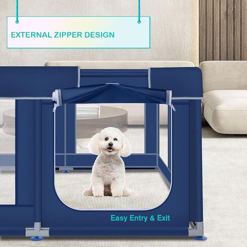 Dog Playpen 50 × 50 inch, Puppy Playpen, Dog Play Pen Indoors, 27" Height Pet PlayPen for Small and Medium Dogs, Dog Fence Indoor & Outdoor, Dog Play Yard with Zipper Door in Kuwait