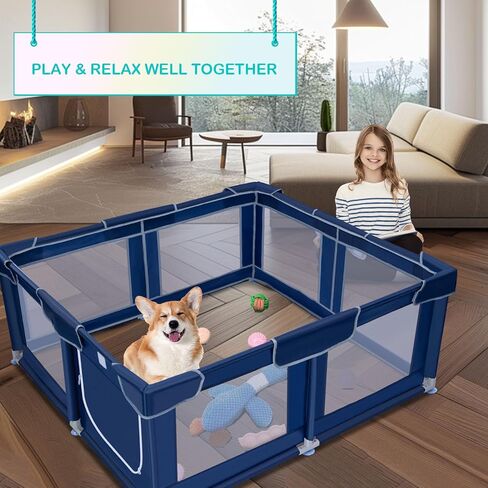 Dog Playpen 50 × 50 inch, Puppy Playpen, Dog Play Pen Indoors, 27" Height Pet PlayPen for Small and Medium Dogs, Dog Fence Indoor & Outdoor, Dog Play Yard with Zipper Door in Kuwait