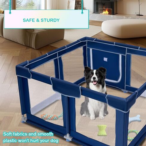 Dog Playpen 50 × 50 inch, Puppy Playpen, Dog Play Pen Indoors, 27" Height Pet PlayPen for Small and Medium Dogs, Dog Fence Indoor & Outdoor, Dog Play Yard with Zipper Door in Kuwait