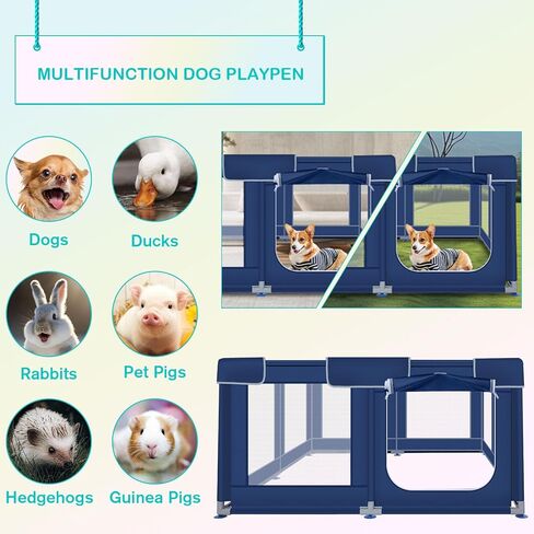 Dog Playpen 50 × 50 inch, Puppy Playpen, Dog Play Pen Indoors, 27" Height Pet PlayPen for Small and Medium Dogs, Dog Fence Indoor & Outdoor, Dog Play Yard with Zipper Door in Kuwait