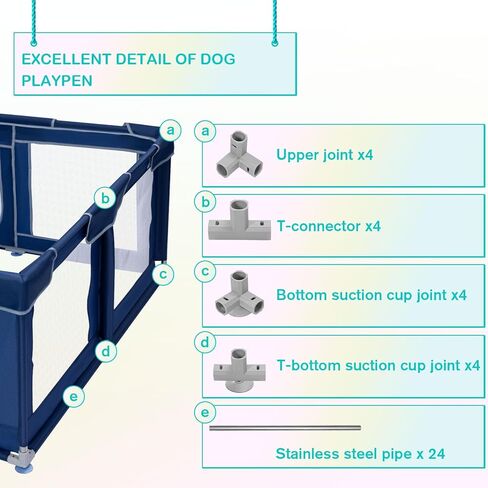 Dog Playpen 50 × 50 inch, Puppy Playpen, Dog Play Pen Indoors, 27" Height Pet PlayPen for Small and Medium Dogs, Dog Fence Indoor & Outdoor, Dog Play Yard with Zipper Door in Kuwait