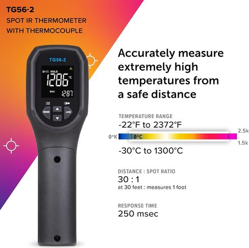 FLIR TG56-2 ميزان حرارة موضعي بالأشعة تحت الحمراء مع قراءات رقمية: لقياسات درجة الحرارة غير المتصلة حتى 2,372 درجة فهرنهايت in Saudi Arabia