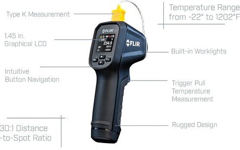 FLIR TG56-2 ميزان حرارة موضعي بالأشعة تحت الحمراء مع قراءات رقمية: لقياسات درجة الحرارة غير المتصلة حتى 2,372 درجة فهرنهايت in Saudi Arabia