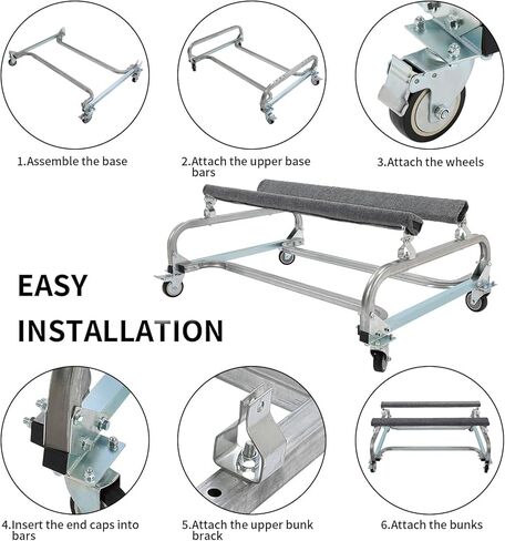 HECASA Personal Watercraft Jet Ski Dolly Stand Boat Storage Trailer Vehicle Cart for Sea-Doo Yamaha Kawasaki Adjustable Carpeted Bunks W/Four Casters & Two Brakes 1000lbs Capacity in Saudi Arabia
