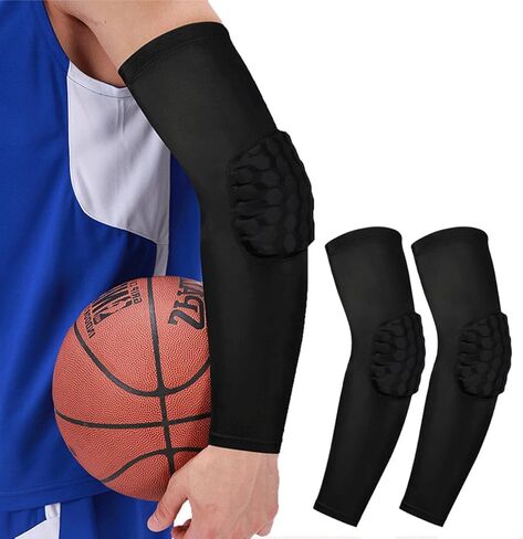 2 Pack Basketball Arm Sleeves Football Arm Sleeves Volleyball Arm Sleeves, Honeycomb Anti Collision Padded Arm Sleeve in Saudi Arabia