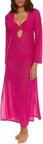 Trina Turk Elaire Mesh Maxi Dress, Casual, Plunge Neck, Long Sleeve, Beach Cover Ups for Women in Saudi Arabia