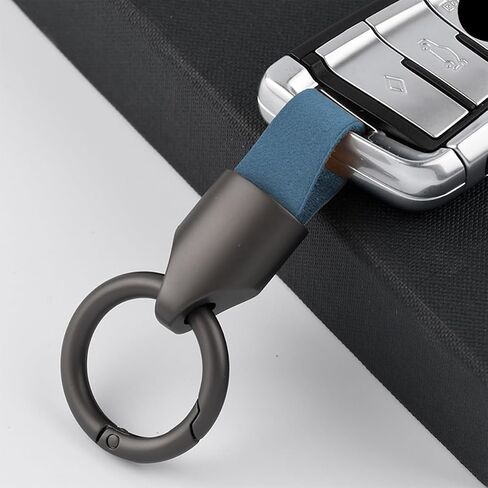 Car Key Chain Ring Clip, Leather Multifunctional Auto Key Fob Rings Keychain with Keyrings Buckle for Men Women（Black） in Saudi Arabia