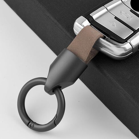 Car Key Chain Ring Clip, Leather Multifunctional Auto Key Fob Rings Keychain with Keyrings Buckle for Men Women（Black） in Saudi Arabia
