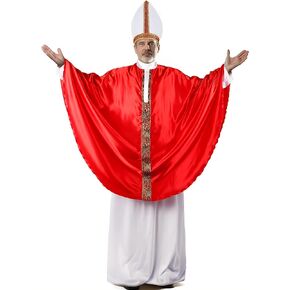Men’s Pope Costume Halloween Cosplay Pontiff Biblical Catholic Cardinal Bishop Outfit for Adult