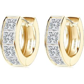 Princess Cut Moissanite Hoop Earrings 3.2cttw D Color Lab Created Diamond Sterling Silver Platinum Plated Earrings for Women Wedding Birthday Jewerly Gifts