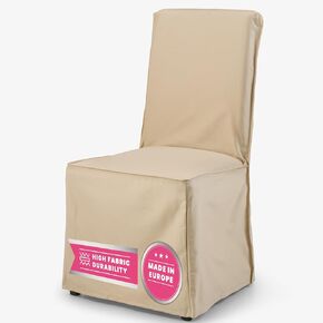 Bemz Henriksdal Chair Cover with Skirt 2-Pack – Replacement for IKEA Henriksdal Dining Chair Slipcovers – Custom Slipcover Elegant Tall Back Dining Chair Cover Slip, Natural