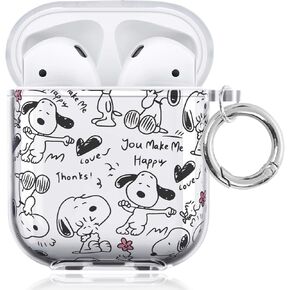 حافظة شفافة لأجهزة AirPods مع سلسلة مفاتيح، تصميم شخصية كرتونية لطيفة، غطاء حماية كامل ناعم من مادة TPU الناعمة لحافظة AirPods الجيل الثاني والأول in Kuwait