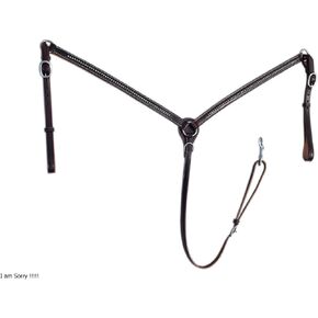 Leather Breast Collar for Horse Western Ring-in-Center Breastcollar Brown