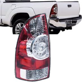 WFLNHB Driver Side Tail Light Replacement for 2005-2015 Toyota Tacoma Pickup Truck Red Clear Rear Brake Lamp Rear Left Side