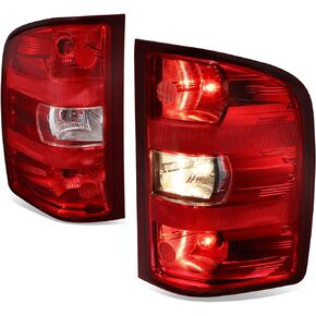 DNA MOTORING TL-ZTL-005-RD-L Left Side Reflector Housing Tail Lights Compatible with 07-13 Silverado 1500,Red/Clear Lens