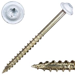 #9 x 2-1/2" Saberdrive White Cabinet Screws 1 LB, Approx. 87 Pieces, Durable Wood Screws, Serrated Thread for Secure Fastening, Avoid Cam Out