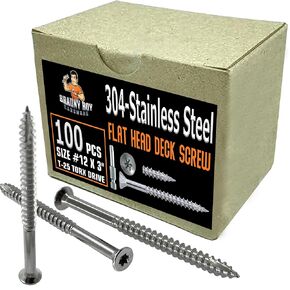 – Heavy Duty - #12 x 3 Inch - 304 Grade Stainless Steel - 3" Deck Wood Screws – Rust Proof - Outdoor Exterior Construction of Decks, Fences - #25 Torx Bit Drive - Qty (100)