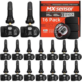 Autel TPMS Sensors 2 in1 MX-Sensor 315MHz + 433MHz Press Release Rubber Stem Universal Tire Pressure Sensor Compatible with TS408 TS508 TS508WF TS608 TS900 MX900TS MK808TS (Rubber Stem 16pcs)