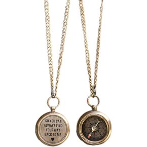 ZUBIA So You Can Always Find Your Way Back to Me'' Working Compass'' Locket - for Girl, her, him, Boyfriend, Girlfriend, Valentines Day, Keepsake, Baptism, Anniversary