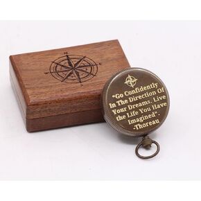 RII Solid Brass Compass Engraved Gifts for Men with Famous Poet Quotes, Graduation Day Gifts for Men, Birthday Gifts for Men/Boys, Father to Son Gifts, Baptism Gifts for Boys