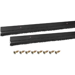 uxcell 2Pcs Door Brush Bottom Sweep H-Shape Aluminum Alloy Base with 0.4-inch Nylon Brush for Home, Industrial (39-inch L x 1.4-inch W, Black)