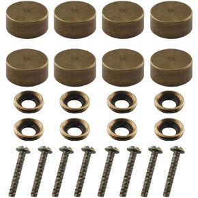 8PCS 12mm Retro Pure Brass Decorative Screw Decorative Caps Cover Nails Copper Mirror Screws Sign Holder Advertising Nails Cap Fasteners for Mirrors,Tea Tables, Wardrobes, or Glass Furniture